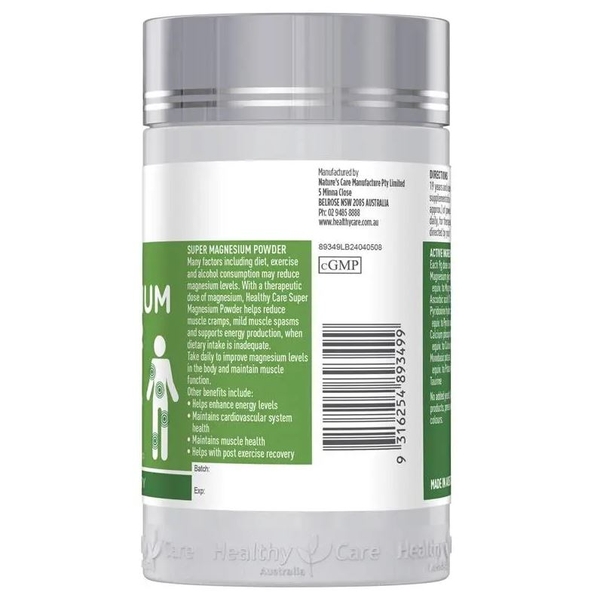 Bột bổ sung Magie Healthy Care Super Magnesium vị dâu 200g