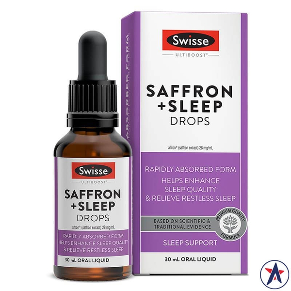 Hỗ trợ giấc ngủ nhụy hoa nghệ tây Swisse Ultiboost Saffron + Sleep Drops 30ml [Pre-order]