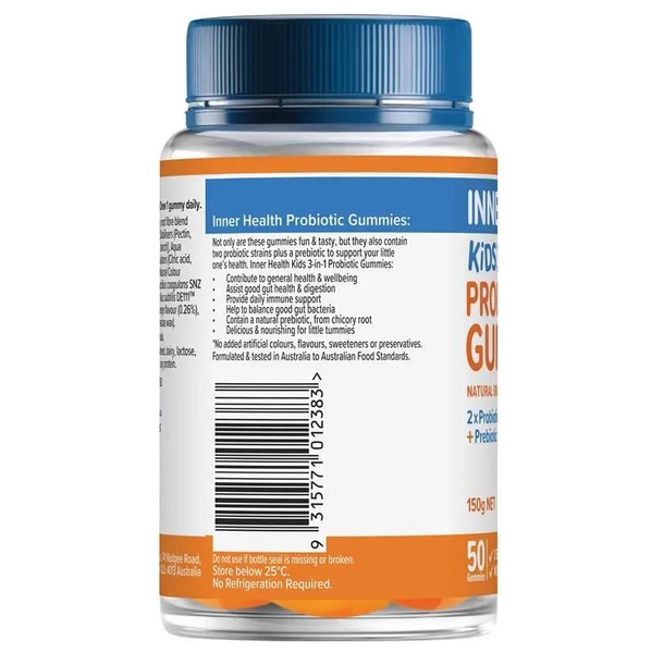 Kẹo dẹo lợi khuẩn cho bé Inner Health Kids 3 in 1 Probiotic Gummies 50 viên