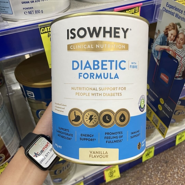 Sữa tiểu đường IsoWhey Clinical Nutrition Diabetic Vanilla 640g
