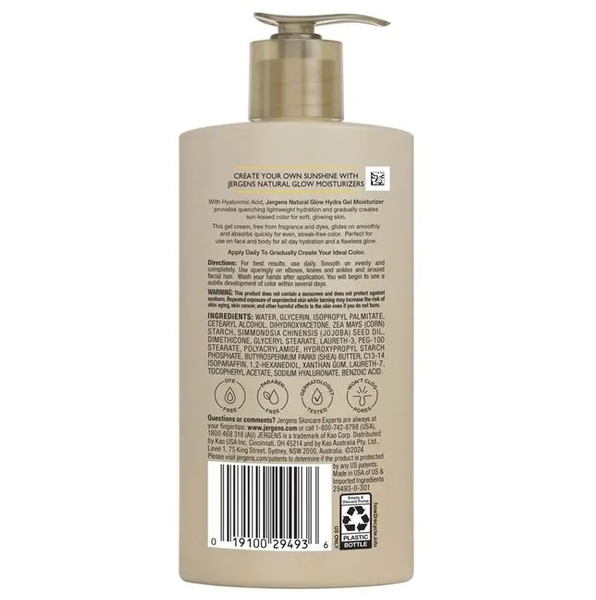 Gel dưỡng ẩm làm nâu da Jergens Natural Glow Hydra Gel Fair to Medium