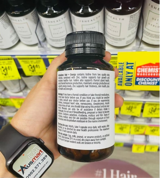 Viên uống bổ tóc và bổ sung năng lượng JSHEALTH Hair + Energy