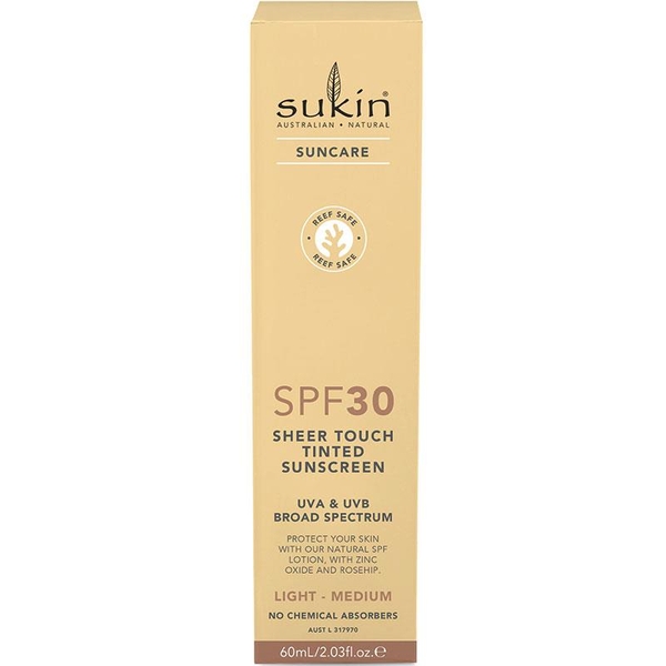 Kem chống nắng hữu cơ Sukin SPF 30 Tinted Light/Medium Sunscreen Lotion 60ml