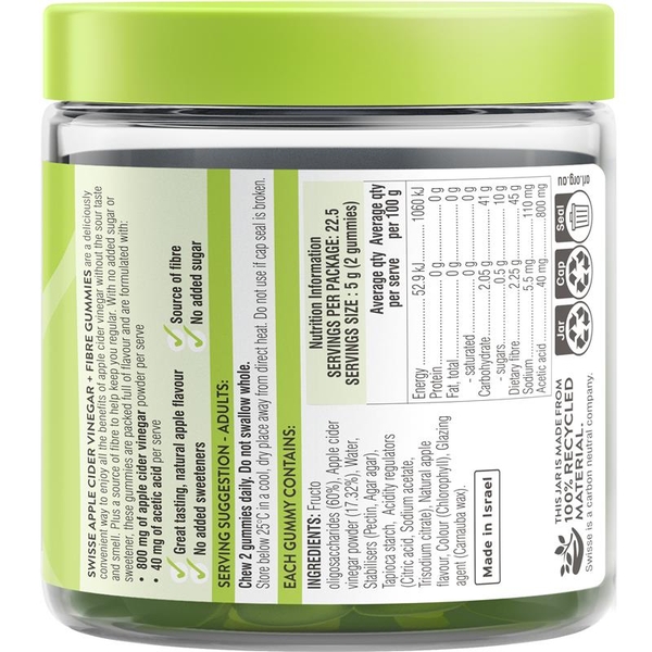 Kẹo giấm táo Swisse Apple Cider Vinegar & Fibre Gummies 45 viên