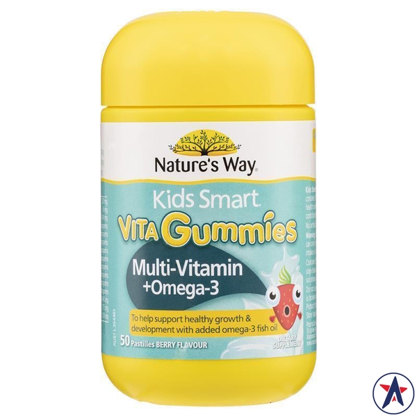 Kẹo Multi-Vitamin + Omega 3 Nature's Way Kids Smart Vita Gummies 50 viên | Sản phẩm Úc chất lượng