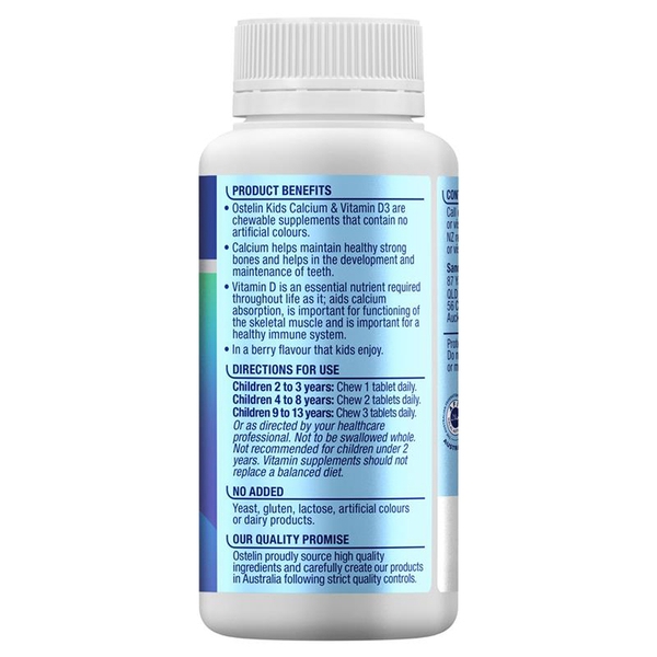 Canxi Ostelin cho bé Kids Calcium & Vitamin D3 của Úc 90 viên