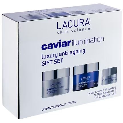Bộ chăm sóc da chống lão hóa cao cấp Lacura Skin Science Caviar Illumination Luxury Anti Ageing Gift Set