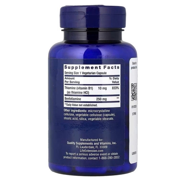 Viên uống Life Extension Mega Benfotiamine 250mg