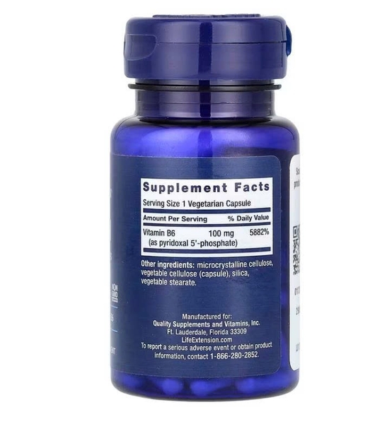 Viên uống bổ sung vitamin B6 Life Extension Pyridoxal 5'-Phosphate Caps 100 mg