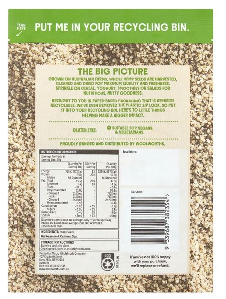 Hạt gai dầu Macro Australian Hemp Seeds 200g