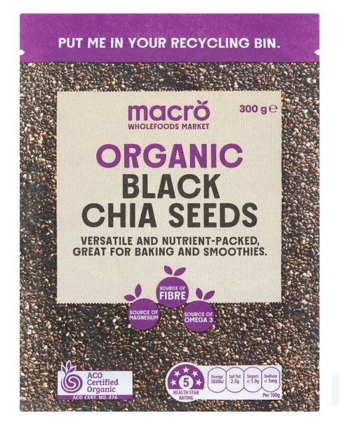 Macro Organic Black Chia Seeds 300g