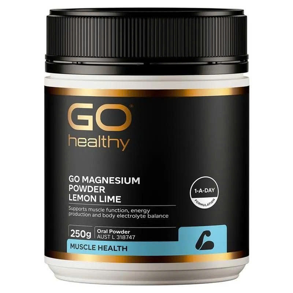 Bột uống magie vị chanh Go Healthy Magnesium Powder Lemon Lime 250g