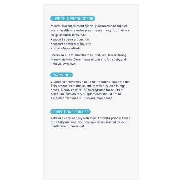 Menevit Pre-Conception Sperm Health cho nam giới