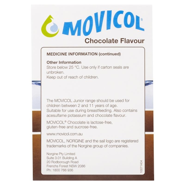 Hỗ trợ điều trị táo bón cho người lớn Movicol Adult Chocolate 30 gói