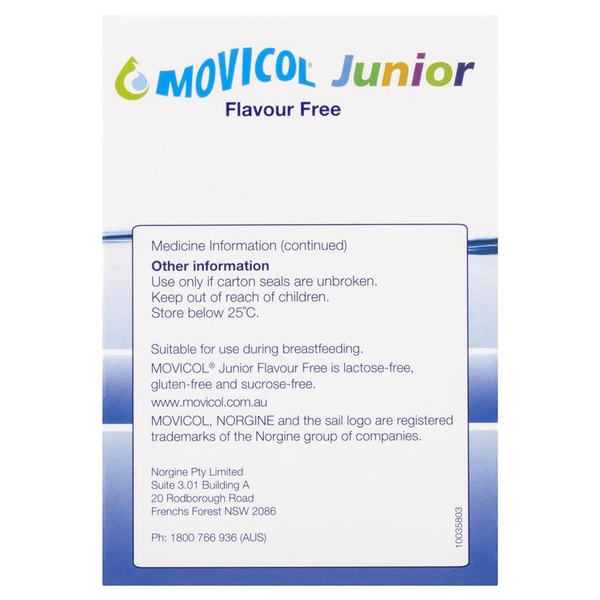 Hỗ trợ điều trị táo bón cho trẻ Movicol Junior Flavour Free 30 gói