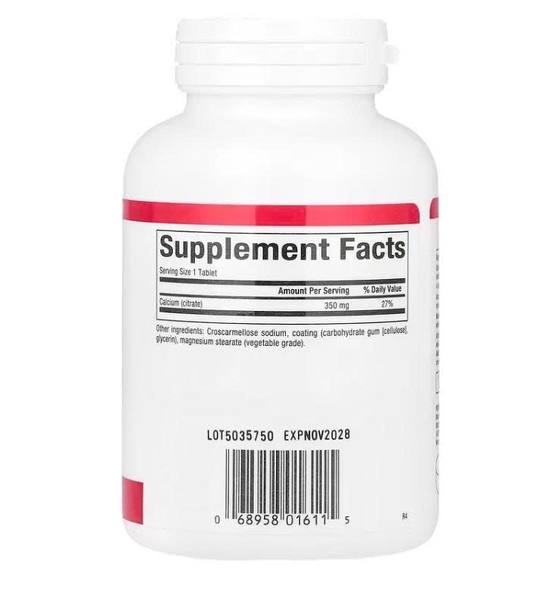 Viên uống bổ sung canxi Natural Factors Calcium Citrate 350 mg