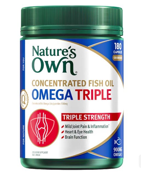 Dầu cá hàm lượng cao Nature's Own Concentrated Fish Oil Capsules Omega Triple 180 viên
