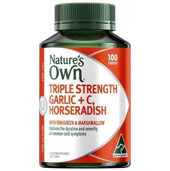 Viên uống hỗ trợ miễn dịch Nature's Own Triple Strength Garlic + Vitamin C + Horseradish