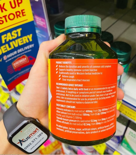 Viên uống hỗ trợ miễn dịch Nature's Own Triple Strength Garlic + Vitamin C + Horseradish 200 viên