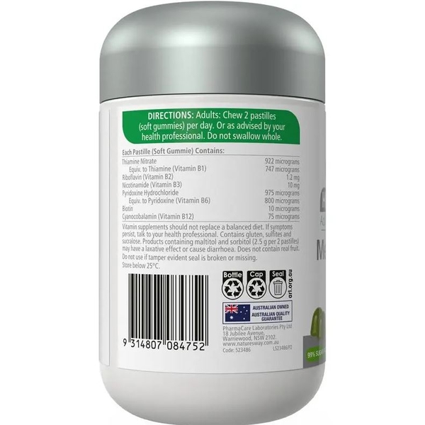 Kẹo dẻo vitamin B Nature's Way Adult Vita Gummies High Strength Mega B Complex 50 viên