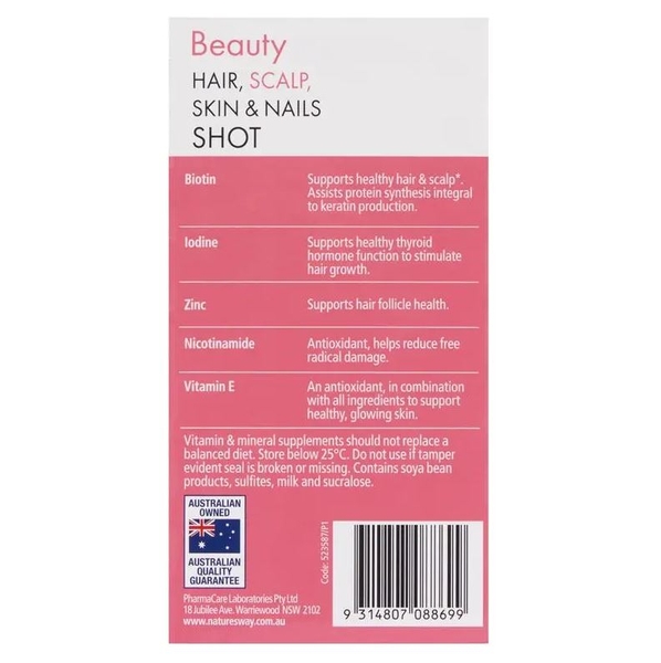 Natures Way Beauty Hair Scalp Skin & Nails Shots đẹp tóc, da & móng