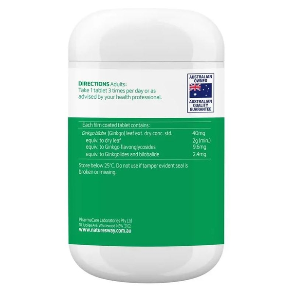 Viên uống bổ não Nature's Way Ginkgo Biloba 2000mg 120 viên