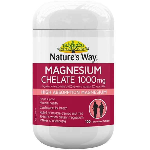 Viên uống bổ sung Magie Nature's Way Magnesium Chelate 1000mg