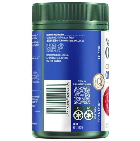 Dầu cá hàm lượng cao Nature's Own Concentrated Fish Oil Capsules Omega Triple