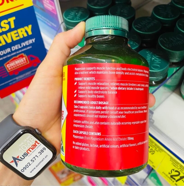 Viên uống bổ sung Magie Nature's Own Magnesium Chelate 500mg for Muscle Health 250 viên