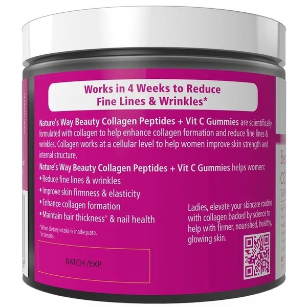 Kẹo dẻo Nature's Way Beauty Collagen Peptides + Vit C Gummies 45 viên
