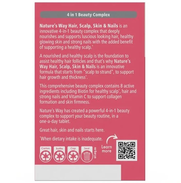 Viên uống đẹp da móng tóc Nature's Way Beauty Hair Scalp Skin & Nails