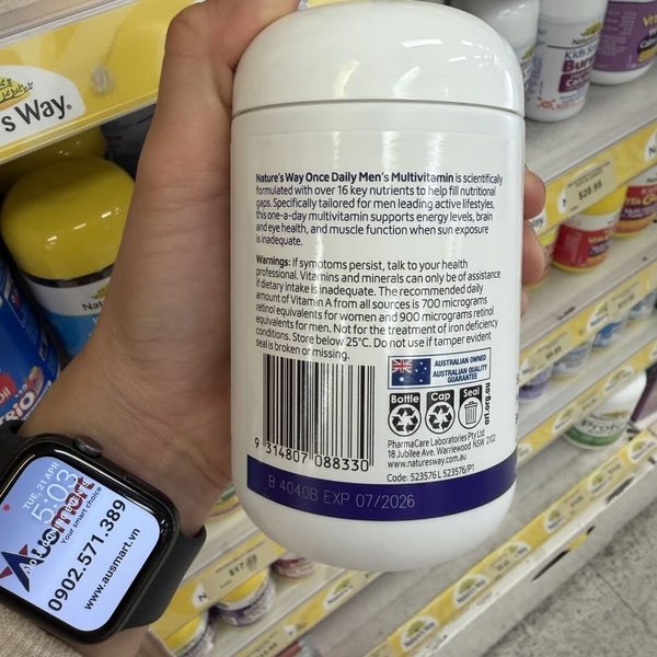 Viên uống bổ sung vitamin cho nam Nature's Way Once Daily Men's Multivitamin