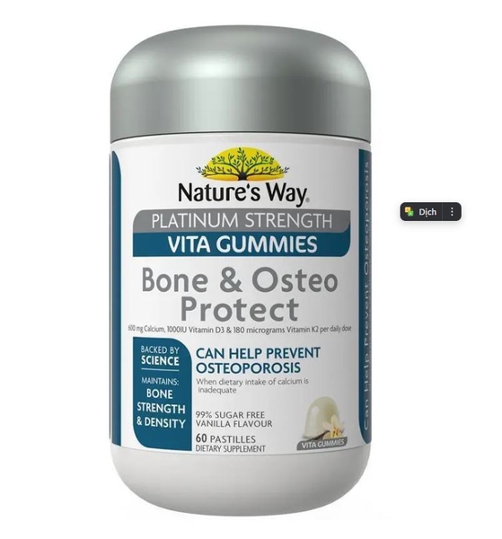 Kẹo dẻo bổ xương Nature's Way Platinum Strength Vita Gummies Bone & Osteo Protect 60 viên