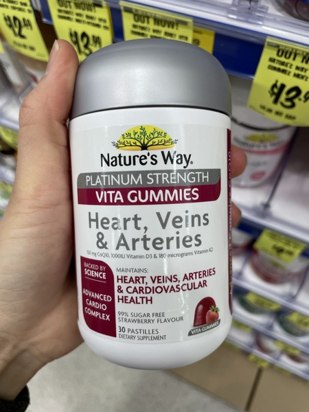 Kẹo dẻo bổ tim mạch Nature's Way Platinum Strength Vita Gummies Heart, Veins & Arteries 30 viên