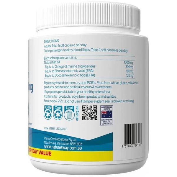 Dầu cá không mùi Nature's Way Wild Caught Odourless Fish Oil 1000mg