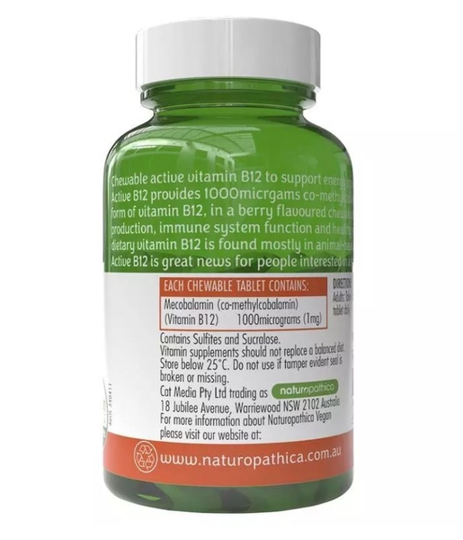 Viên bổ sung Vitamin B12 thuần chay Naturopathica Vegan Active B12 60 viên