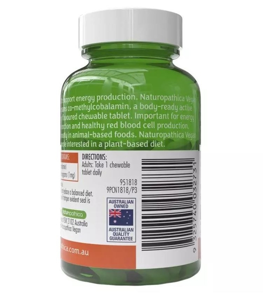 Viên bổ sung Vitamin B12 thuần chay Naturopathica Vegan Active B12 60 viên