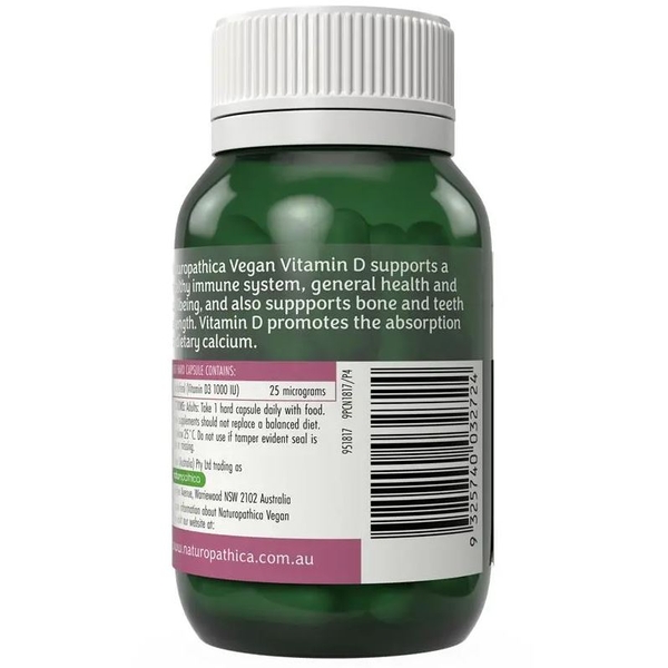 Viên bổ sung Vitamin D thuần chay Naturopathica Vegan Vitamin D 60 viên
