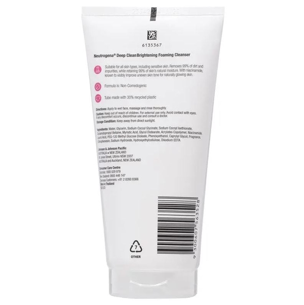 Sữa rửa mặt tạo bọt Neutrogena Deep Clean Brightening Foaming Cleanser
