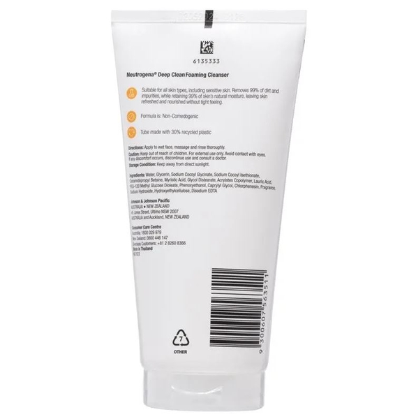 Sữa rửa mặt làm sạch sâu Neutrogena Deep Clean Foaming Cleanser 150g