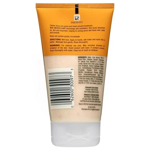 Sữa rửa mặt tẩy tế bào chết ngăn ngừa mụn Neutrogena Oil-Free Daily Scrub Acne-Prone Skin