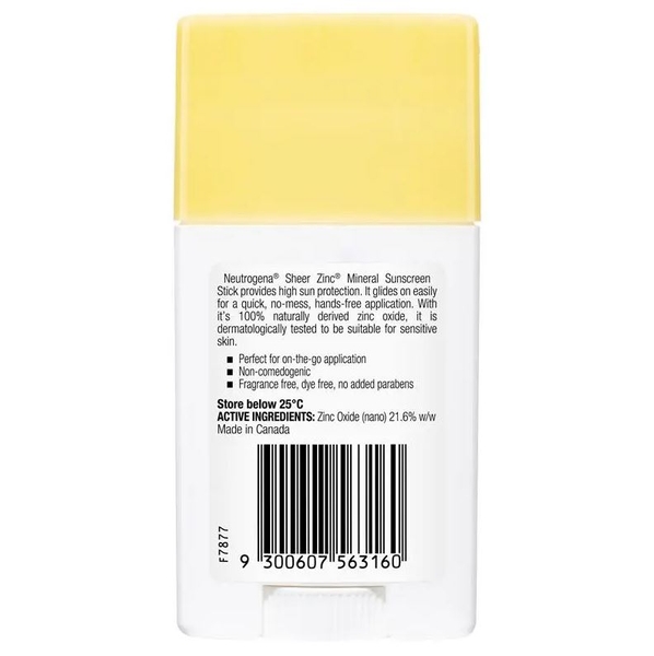 Kem chống nắng Neutrogena Sheer Zinc Mineral Stick SPF 50 42g