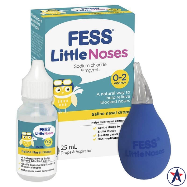 Nhỏ mũi cho bé Fess Little Noses Saline Nose Drops + Aspirator 25ml [Pre-order]