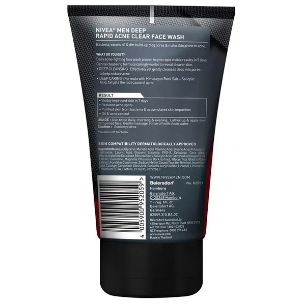 Sữa rửa mặt trị mụn nam NIVEA MEN Deep Rapid Acne Clear Face Wash 150ml