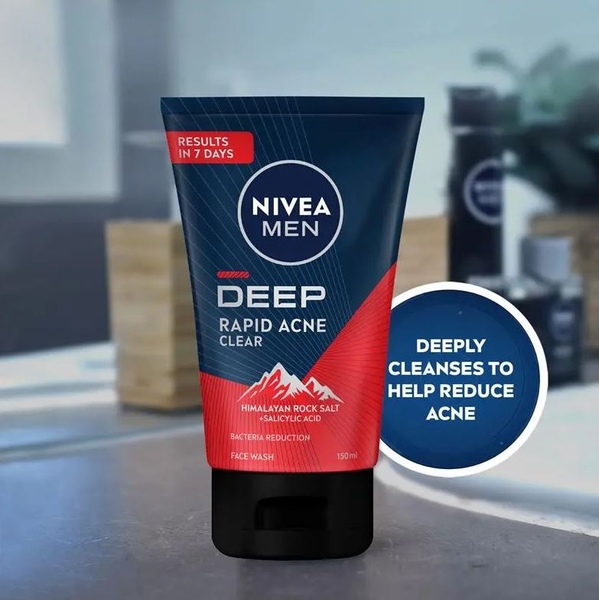 Sữa rửa mặt trị mụn nam NIVEA MEN Deep Rapid Acne Clear Face Wash 150ml