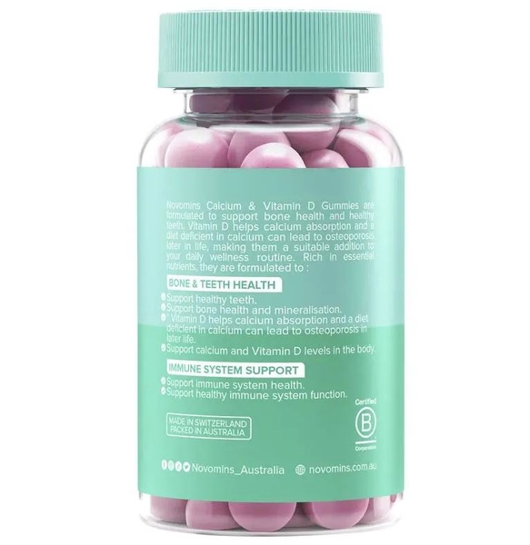 Kẹo dẻo bổ sung canxi Novomins Calcium & Vitamin D 60 viên