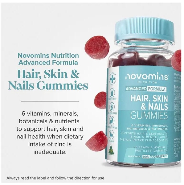 Kẹo dẻo đẹp da tóc móng Novomins Hair Skin and Nails Gummies 60 viên