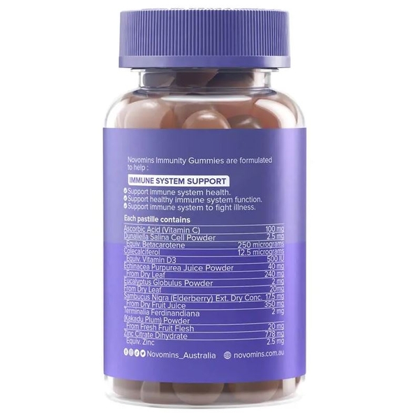 Kẹo dẻo tăng cường miễn dịch Novomins Immunity Gummies 60 viên