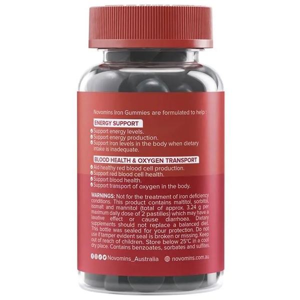Kẹo dẻo bổ sung sắt Novomins Iron Gummies 60 viên