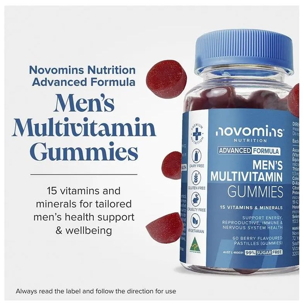 Kẹo dẻo vitamin tổng hợp cho nam Novomins Men's Multivitamin Gummies 60 viên